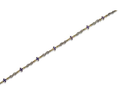 A silver and gold Gothic Revival necklace attributed to Froment-Meurice, c1850, the links formed from silver scrolls and gold