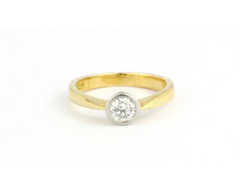 An 18ct yellow gold solitaire ring set with a brilliant cut diamond, approx. 0.45ct, (K).