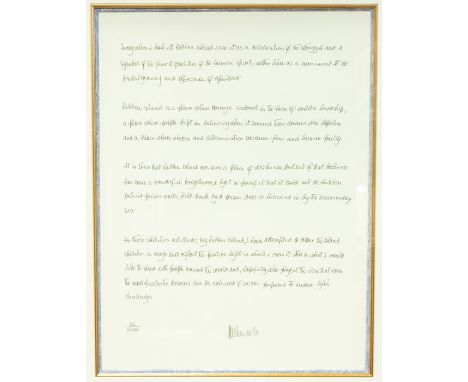  Nelson Rolihlahla Mandela (South African, b.1918) 'Motivation' from the Robben Island series, lithograph, numbered '22/500' 