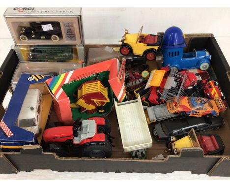 A collection of die cast models to include: matchbox, Dinky models include: Farmland combine harvester, Tractor, Ambulance, v