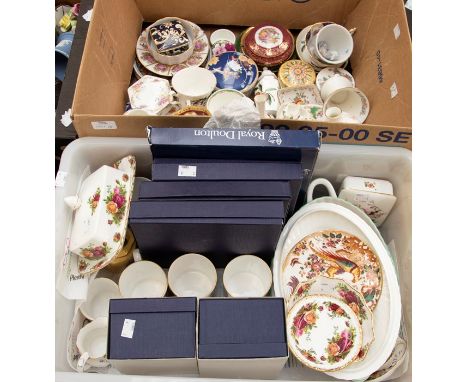 A collection of ceramics to include: Royal Crown Derby Posies box and cover, milk jug, flowers shaped dish, Brocade coffee cu