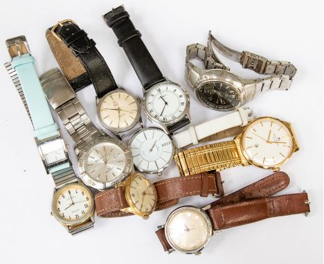 A collection of ladies and gents wristwatches, vintage and modern AF including a gold plated gents Accurist with white dial a