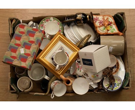 A collection of 20th Century tea wares including Royal Staffordshire, Beswick (AF), plates, commemorative mugs, jars, teapots
