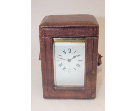 Early 20th Century French brass carriage clock in case