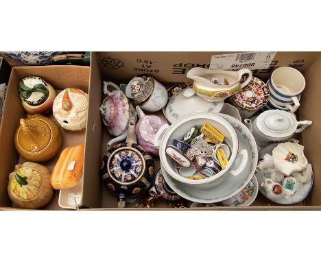 Collection of early 20th Century kitchen and china wares including Sylvac, early 20th Century teapots, bowls, trinket boxes e