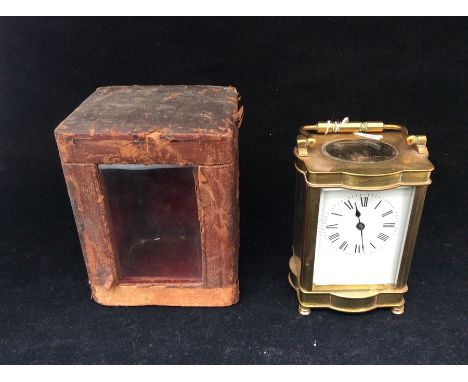 Early 20th Century French brass carriage clock with case