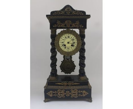 A 19th Century Italianate ebonised and gilt metal mantle clock&nbsp;