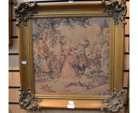 1970's framed tapestry of 18th Century couple dancing