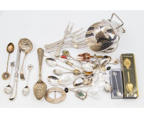 A small group of various silver spoons and a silver mounted letter opener, various dates and makers, weighable silver 1.67ozt