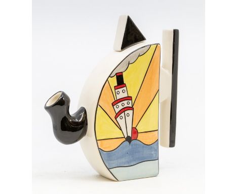 A Lorna Bailey Cruise Ship pattern teapot. Height approx 19cm. Painted marks to the base.Condition report: No signs of damage