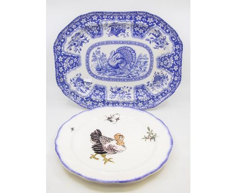 A large collection of modern earthenware and china meat platters and serving dishes, all decorated with Turkeys, painted or t