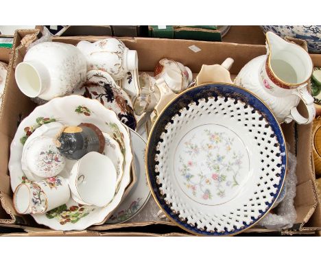 A collection of mixed china items including Royal Crown Derby, Masons, Coalport, Spode and others, along with early to mid 20