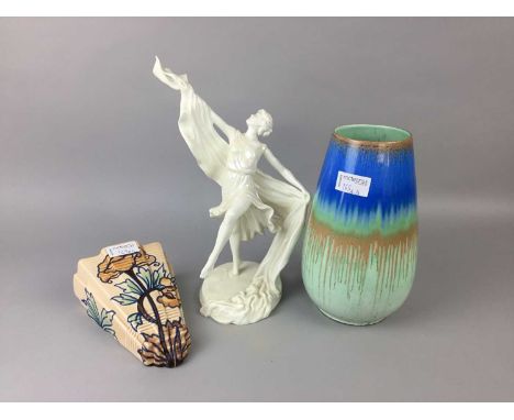 SHELLEY VASE,along with a Royal Worcester figure and a wall pocket (3)