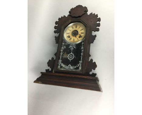 LATE 19TH/EARLY 20TH CENTURY GINGERBREAD MANTEL CLOCK,along with another (2)