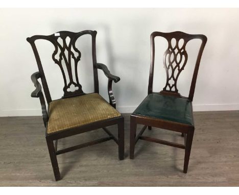 SIX MAHOGANY DINING CHAIRS,of Chippendale design