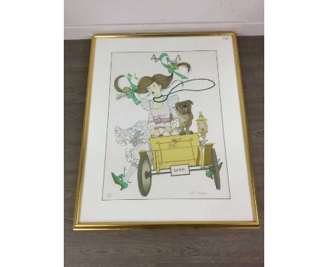 LIMITED EDITION COLOURED PRINTLOVEsigned indistinctly, mounted, framed and glazed, 98cm x 78cm overall