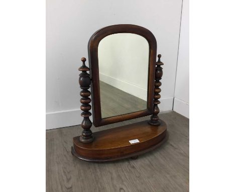 EARLY 20TH CENTURY MAHOGANY DRESSING TABLE MIRROR,along with a pole firescreen (2)