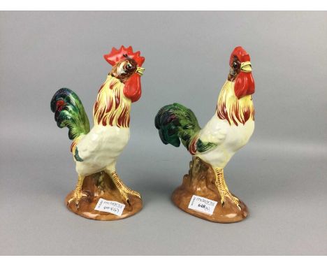 PAIR OF ITALIAN CERAMIC COCKERELS
