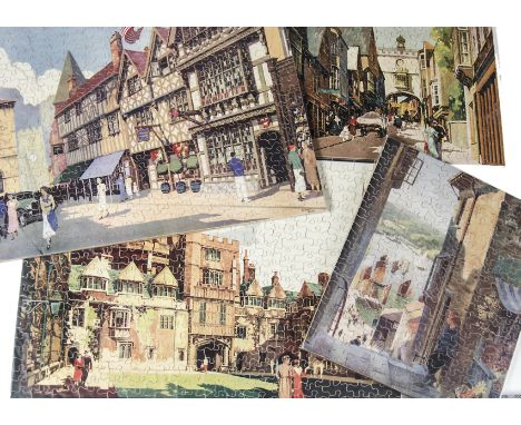 Chad Valley GWR well known places Jigsaws, comprising 'Totnes', 'Brazenose College, Oxford', 'Stratford-upon-Avon' and 'A Cor