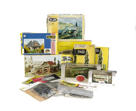 00 Gauge Kits and Accessories by Various Makers: including Faller B-230 Sawmill, B250 Chalet (part made, not checked), Superq