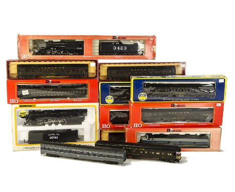 A Collection of American HO Gauge Locomotives and Coaching Stock by various makers: including B&O Co-Co Diesel in blue/grey l