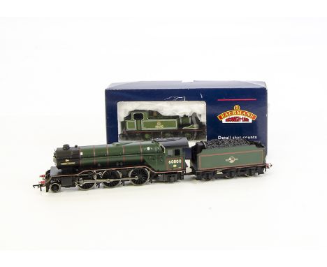Bachmann 00 Gauge Steam Locomotives: 31055 BR lined green J72 0-6-0T 68680 and 31550 BR green V2 60800 'Green Arrow', both in