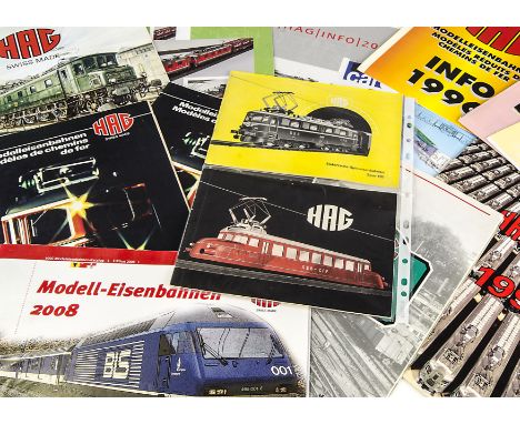 A Collection of HAG HO Gauge Train Catalogues: including two very early undated examples, one with 'Red Arrow Railcar' to cov
