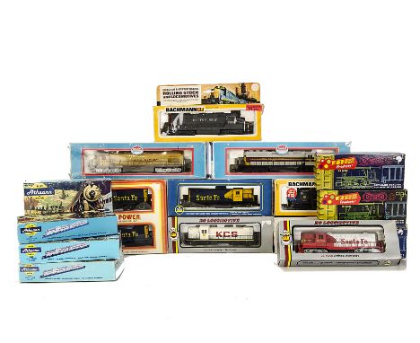 A Collection of American HO Gauge Locomotives and Freight Stock by various makers: including ten diesel locomotives by AHM, B