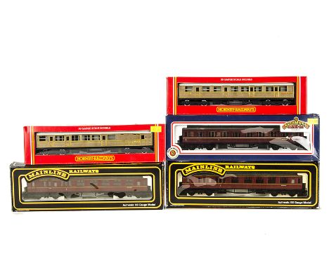 OO Gauge Coaches by Hornby Mainline and Bachmann: Hornby R477 AND R478  LNER Teak (2), Mainline BR Collett maroon coaches (2)