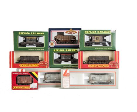 Hornby Lima Replica  and Bachmann 00 Gauge weathered Railfreight Trucks and Wagons: Hornby R6016 Hopper Wagons, R242 Van, R23
