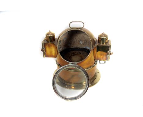 Ship's Binnacle:  good early 20thC Marine Compass by Christie & Wilson of Glasgow, circa 1900, polished brass casing with det