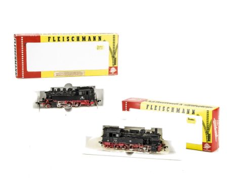 A Pair of Fleischmann HO Gauge DB Steam Tank Locomotives: comprising ref 4064, a 2-6-2T no 064 389-0, together with ref 4094,