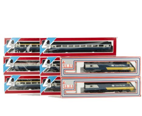 Lima 00 Gauge HST and Coaches: Power and Trailer cars in blue, yellow  and grey livery, various Centre coaches, all fitted wi