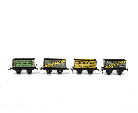 Trix Twin Railway OO Gauge Private Owner Wagons: comprising a 'Trix' wagon in yellow, 'Bassett-Lowke' wagons in light and dar