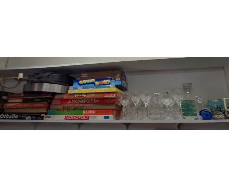 Mixed glassware, a bowl of vintage marbles, 20th century board games, a typewriter and collectablesLocation: 1:1 