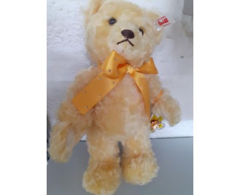 Steiff - a 2017 Eliza, The Spring Swarovski yellow bear with crystals to the yellow ribbon and Swarovski flower pendant, No 6