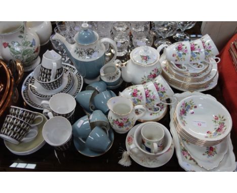 A MARLBOROUGH BONE CHINA JUNE GARLAND TEA SERVICE, a Royal Doulton Rose Elegans coffee set and similar ceramics