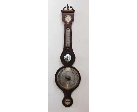 A mahogany five glass wheel barometer, early 19th century, the lower scale signed L Solcha, Hull, height 97.5cm
