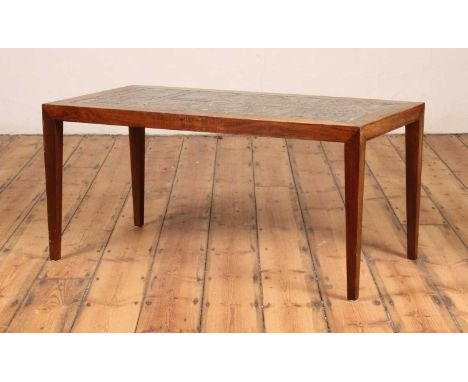Severin Hansen (Danish, 1914-1987), a rosewood coffee table, 1960s, having an inset tile top, 106 x 55cm