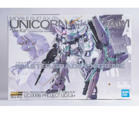 A Bandai 1/100th scale Unicorn Gundam Mobile Suit RX-0 model building kit, as issued in the original box, Master Grade Extrem