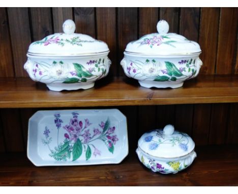A collection of Spode 'Stafford Flowers' table wares to include two large tureen and covers, another smaller and a rectangula