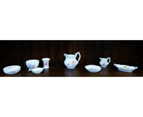 A collection of Royal Crown Derby 'Derby Posies' pattern porcelains to include a milk jug, sugar bowl, trinket dishes etc., (