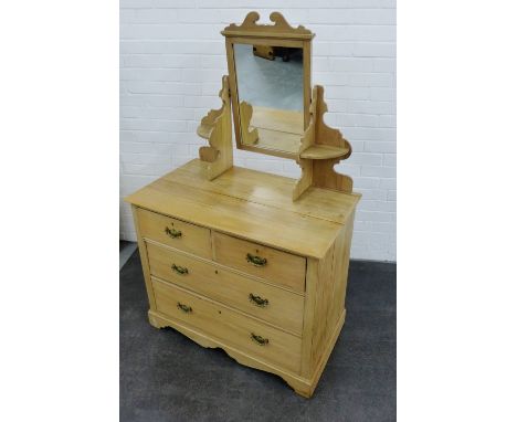 A pine dressing table with two short drawers and two long, 152 x 93cm