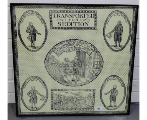 'Transported for Sedition', framed scarf, 55 x 55cm