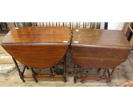 Two oak barley twist gate leg tables