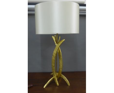 Porta Romana gilt metal table lamp and shade together with a B&amp;B Italia table lamp and shade  (2) 