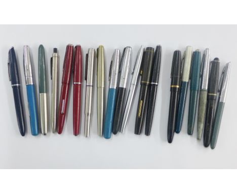 A quantity of vintage Parker fountain and ballpoint pens, etc  (19)