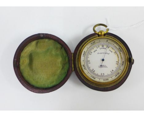 Brass cased Sewills of Liverpool  pocket compass in original leather case 
