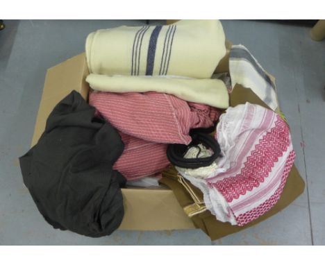 Box of textiles, blankets and vintage clothing, etc (a lot) 