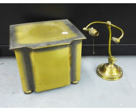Brass coal depot and a brass students lamp (2) 